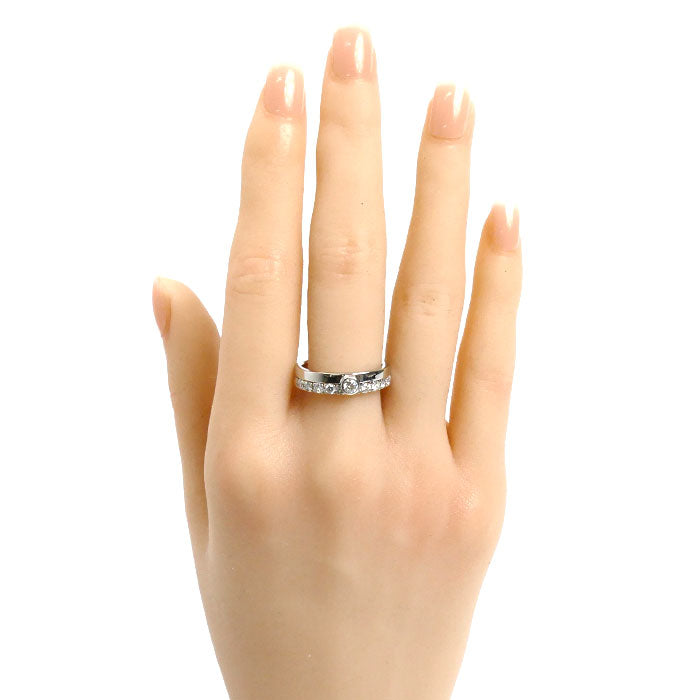 Pt1000プラチナ リング・指輪 ダイヤモンド0.135ct/0.48ct 15号 7.9g レディース【中古】