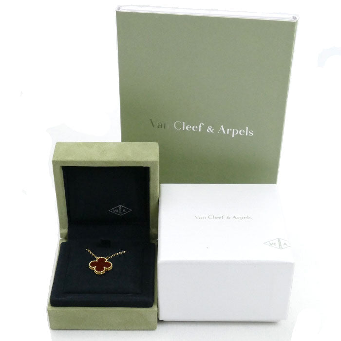Van Cleef & Arpels ヴァンクリーフ&アーペル K18YG イエローゴールド ヴィンテージ アルハンブラ ネックレス VCARD38500 カーネリアン 5.0g 37.5/42cm レディース【中古】【美品】