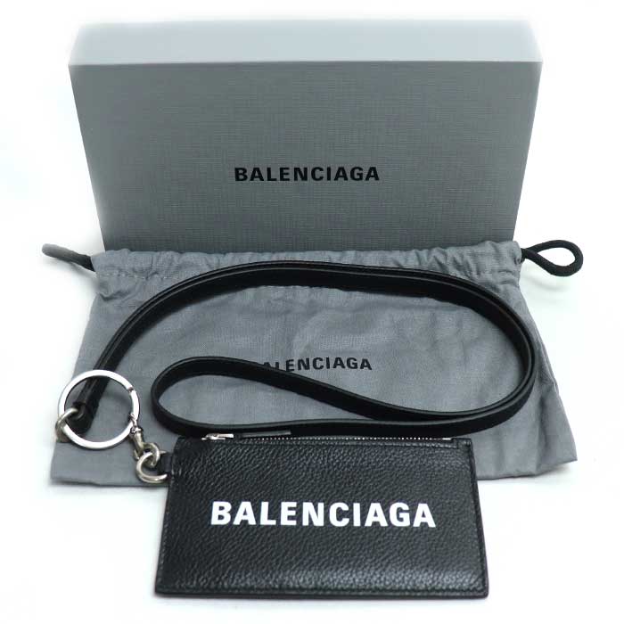 BALENCIAGA バレンシアガ ストラップ付カードケース コインケース カードケース ブラック 594548 ユニセックス【中古】