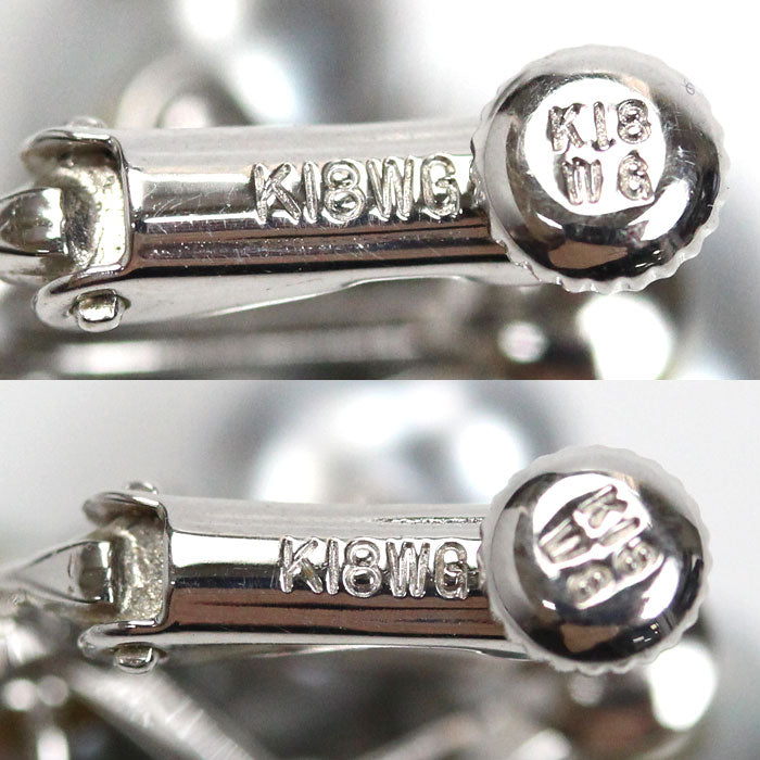 K18WG ホワイトゴールド イヤリング ダイヤモンド0.03ct/0.03ct パール 8.7g ネジバネ式 レディース【中古】