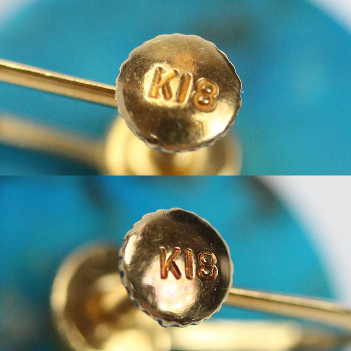 K18YG イエローゴールド イヤリング ターコイズ 4.8g ネジ式 レディース【中古】【美品】