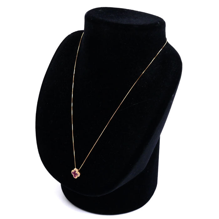 K18PG ピンクゴールド ネックレス ルビー0.60ct ダイヤモンド0.15ct 2.7g ~45cm フリーチェーン レディース【中古】