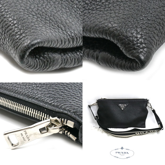 PRADA プラダ ヴィッテロダイノ ソフト ショルダーバッグ ブラック 1BH050 2DKV F0002 ICチップ ユニセックス【中古】
