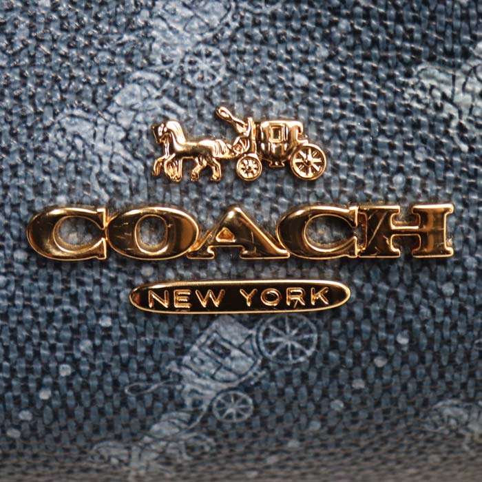 COACH コーチ ホースキャリッジ トートバッグ ブルー C4061 アウトレット レディース【中古】