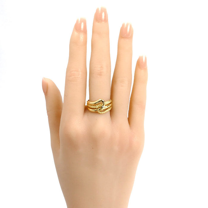 K18YG イエローゴールド スネーク リング・指輪 ダイヤモンド0.02ct 15号 4.3g 蛇 ヘビ レディース【中古】