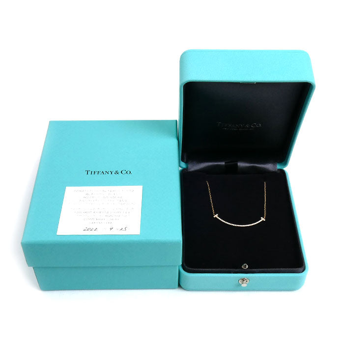 TIFFANY&Co. ティファニー K18PG ピンクゴールド Tスマイル スモール ネックレス 63058815 ダイヤモンド 2.1g 41cm レディース【中古】