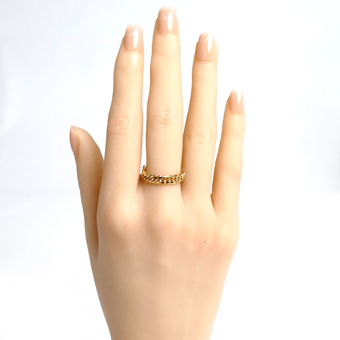 K18YG イエローゴールド W6面 リング・指輪 20号 3.4g ユニセックス【中古】