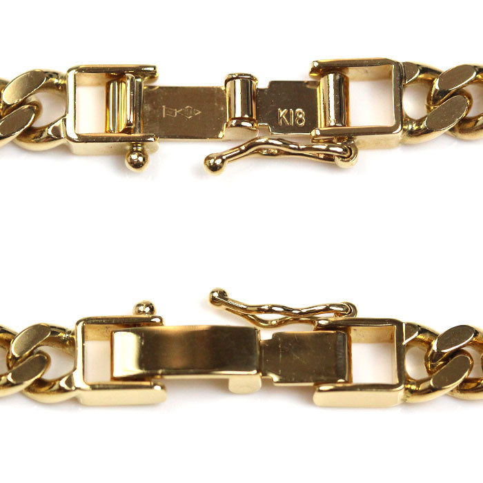 K18YG イエローゴールド ブレスレット 喜平2面カット 20.2g 20cm ユニセックス【中古】