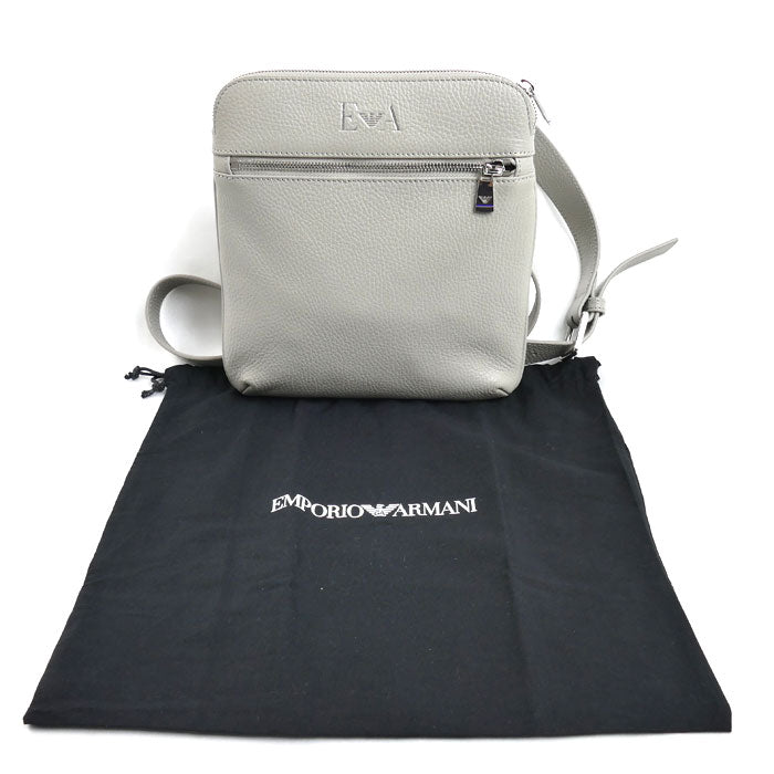 Emporio Armani エンポリオ・アルマーニ スモール フラット ショルダーバッグ グレー Y4M185 メンズ【中古】【美品】