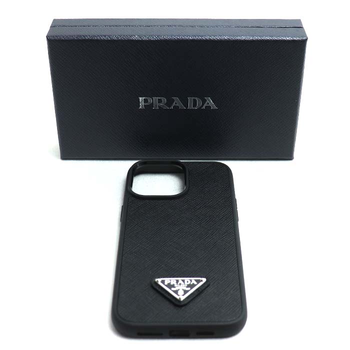 PRADA プラダ 三角ロゴ IPhone14ProMAX 携帯・スマホアクセサリー スマホケース ブラック 2ZH165 ユニセックス【中古】【美品】