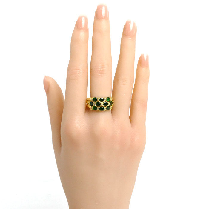 K18YG イエローゴールド リング・指輪 グロッシュラ―ガーネット1.84ct ダイヤモンド0.11ct 15号 6.5g レディース【中古】