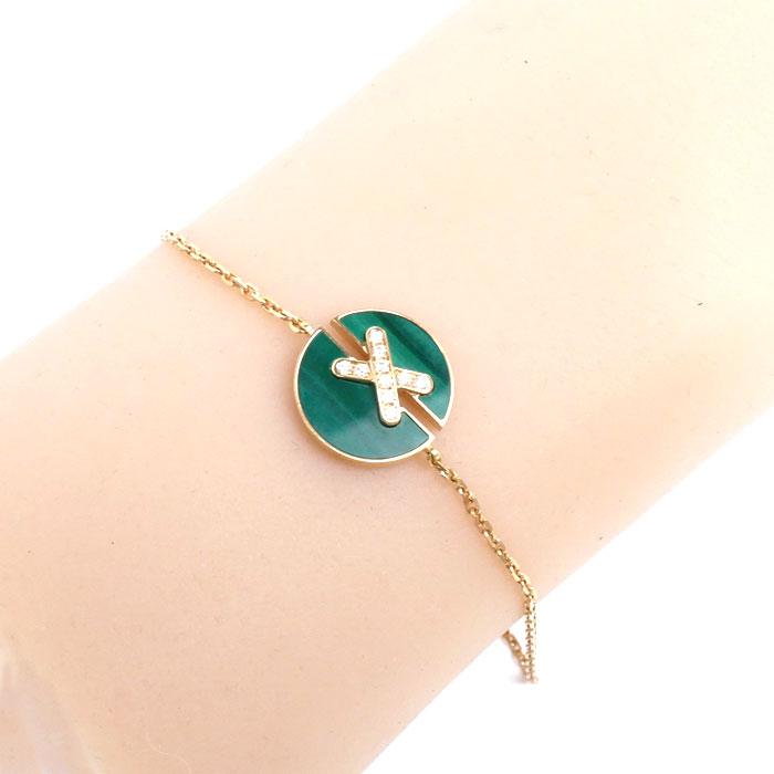 Chaumet ショーメ K18PG ピンクゴールド ドゥ リアン ハーモニー ブレスレット 84997 マラカイト ダイヤモンド 3.6g 14/15/16/17cm レディース【中古】