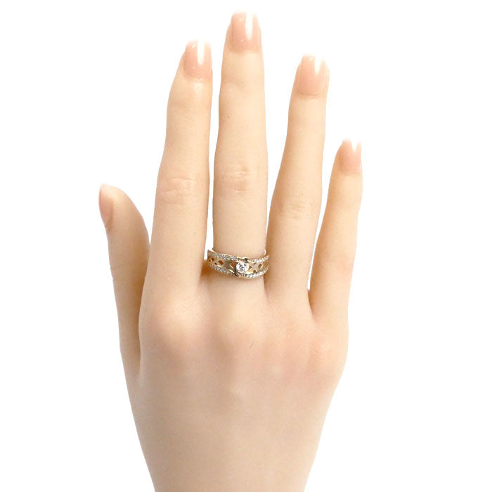 K18PG ピンクゴールド リング・指輪 ダイヤモンド0.36ct 11号 4.7g レディース【中古】【美品】