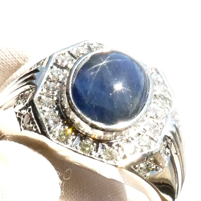 Pt900プラチナ リング・指輪 サファイア8.45ct ダイヤモンド0.56ct 20号 28.6g メンズ【中古】