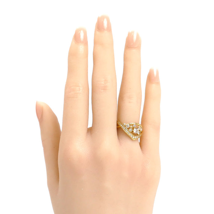 K18YG イエローゴールド リング・指輪 ダイヤモンド0.20ct/0.49ct 12号 3.1g レディース【中古】