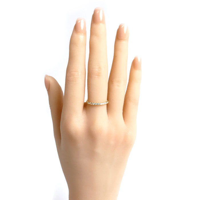 K18YG イエローゴールド ハーフエタニティ リング・指輪 ダイヤモンド0.30ct 11号 1.4g 艶消し レディース【中古】