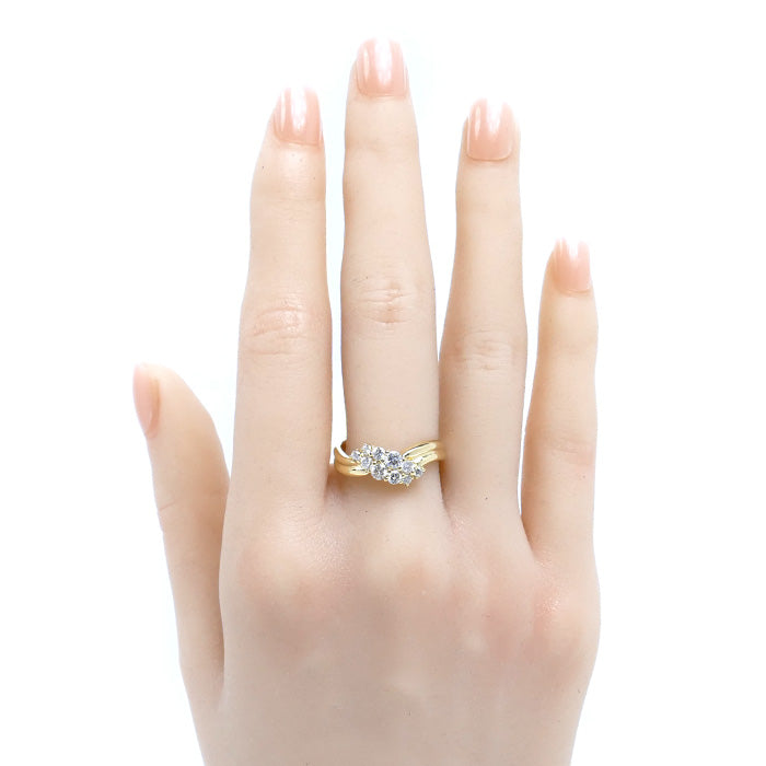 K18YG イエローゴールド リング・指輪 ダイヤモンド0.57ct 15号 3.8g レディース【中古】【美品】