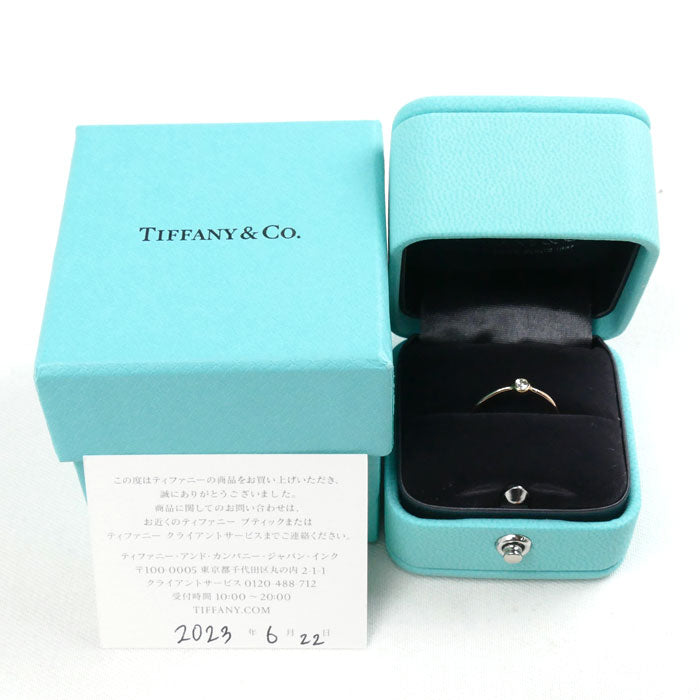 TIFFANY&Co. ティファニー K18PG ピンクゴールド ウェーブ シングルロウ リング・指輪 ダイヤモンド 6.5号 0.9g レディース【中古】【美品】