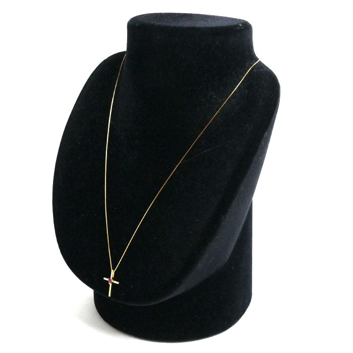 STAR JEWELRY スタージュエリー K18YG イエローゴールド ハート クロス ネックレス ルビー0.12ct 2.3g 41~46cm レディース【中古】