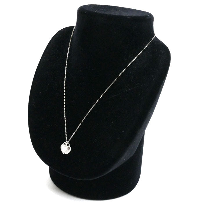 TIFFANY&Co. ティファニー K18WG ホワイトゴールド リターントゥ ダブル ハート ネックレス ダイヤモンド 4.6g 40.5cm レディース【中古】【美品】