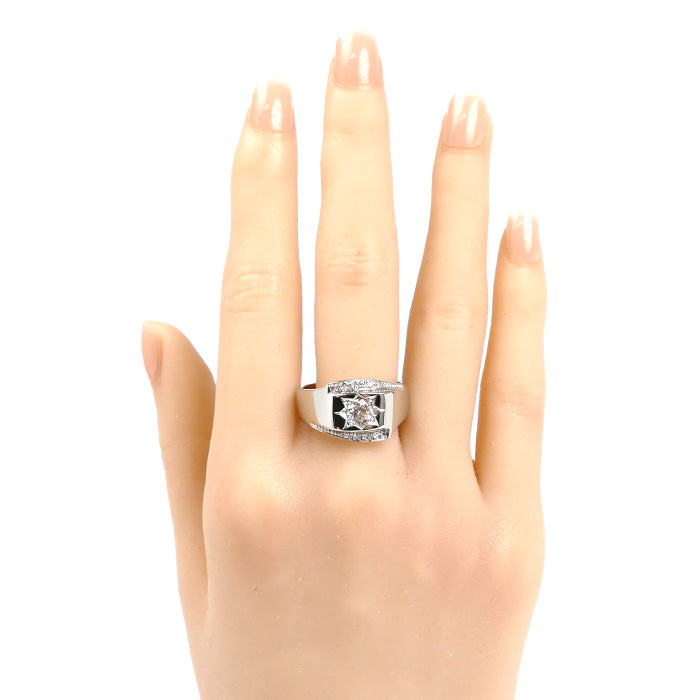Pt850プラチナ リング・指輪 ダイヤモンド0.532ct/0.07ct 22号 17.6g メンズ【中古】【美品】