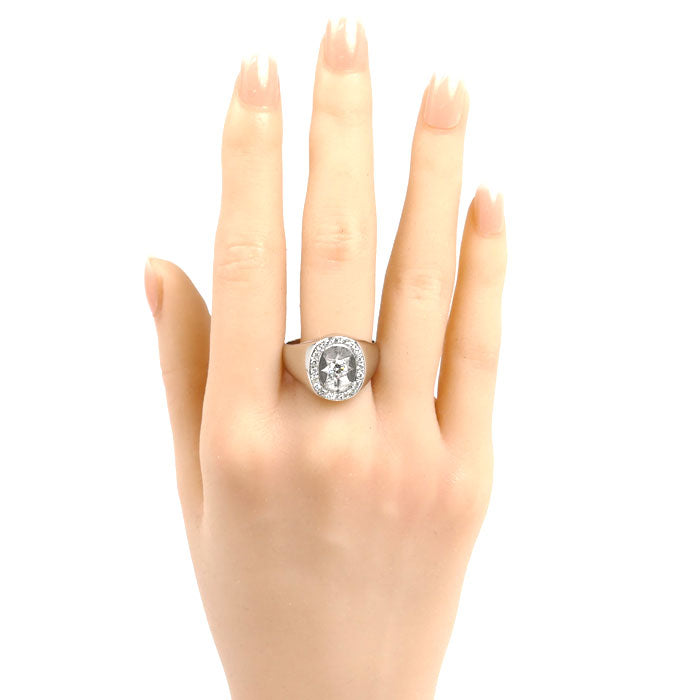 Pt900プラチナ リング・指輪 ダイヤモンド0.28ct/0.205ct 22.5号 19.7g メンズ【中古】【美品】