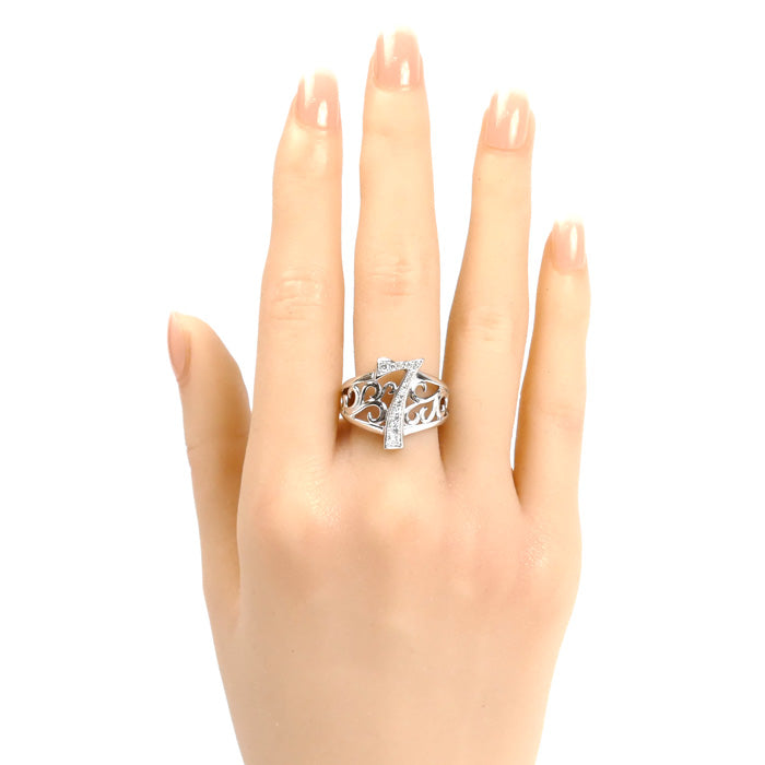 ゆきざき K18WG ホワイトゴールド NOMBLE ナンバーリング 7 リング・指輪 Y.NOMBRE.1.9.7.S ダイヤモンド0.23ct 14号 8.8g ユニセックス【中古】【美品】