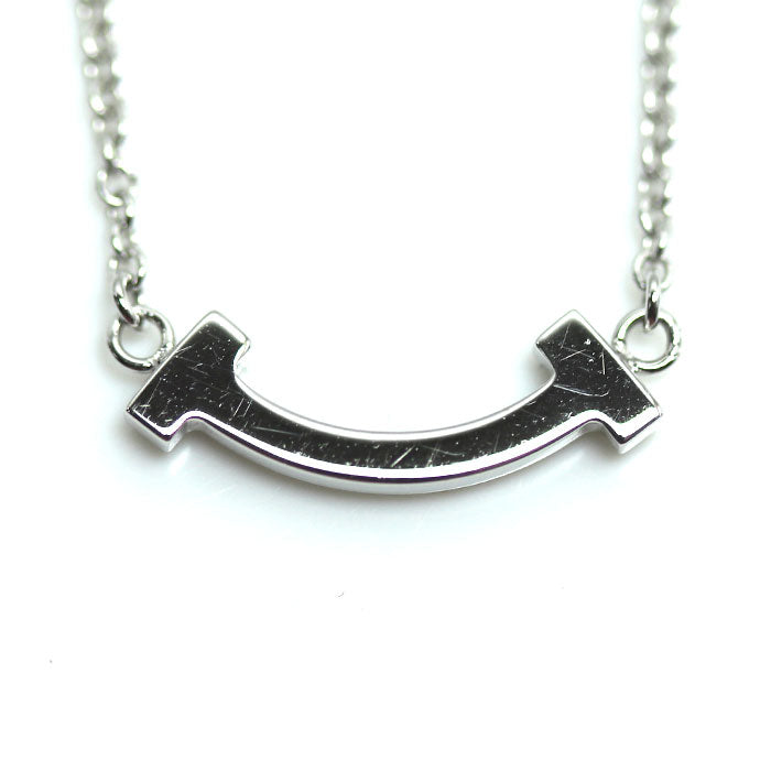 TIFFANY&Co. ティファニー K18WG ホワイトゴールド Tスマイル ミニ ダイヤ ネックレス 62617799 ダイヤモンド 2.5g 40.5/45.5cm レディース【中古】【美品】