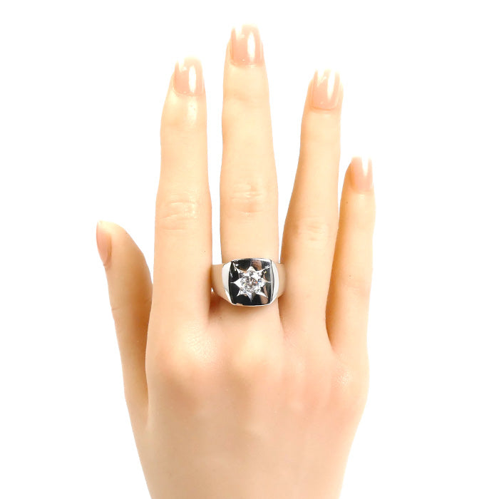 Pt900プラチナ リング・指輪 ダイヤモンド0.678ct 16.5号 30.2g メンズ【中古】【美品】