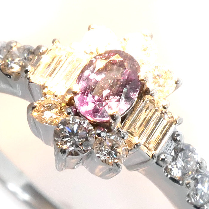 Pt900プラチナ リング・指輪 ダイヤモンド0.50ct アレキサンドライト0.24ct 10号 3.4g レディース【中古】【美品】