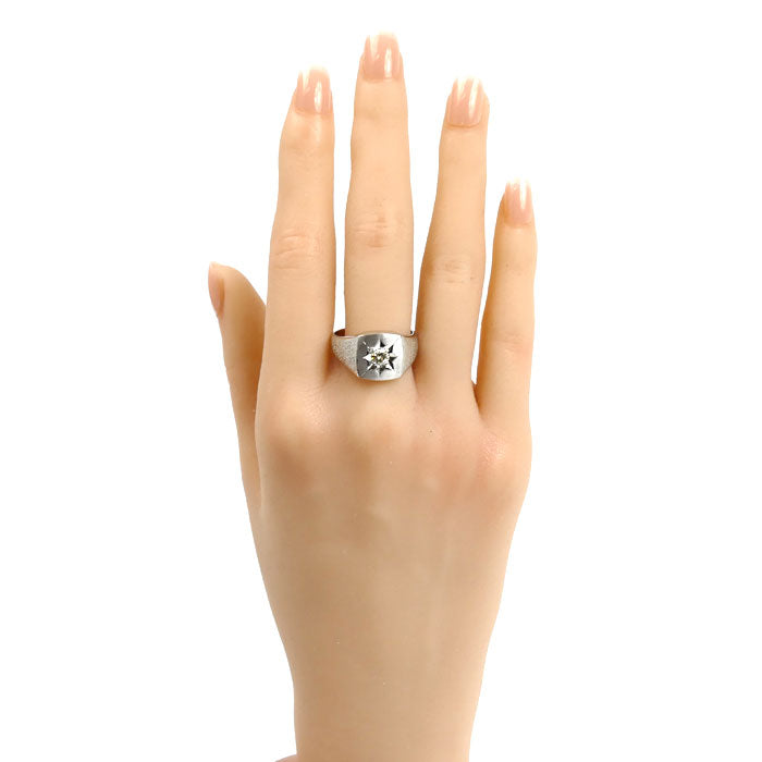 Pt900プラチナ 印台 リング・指輪 ダイヤモンド0.25ct 20号 15.8g メンズ【中古】【美品】