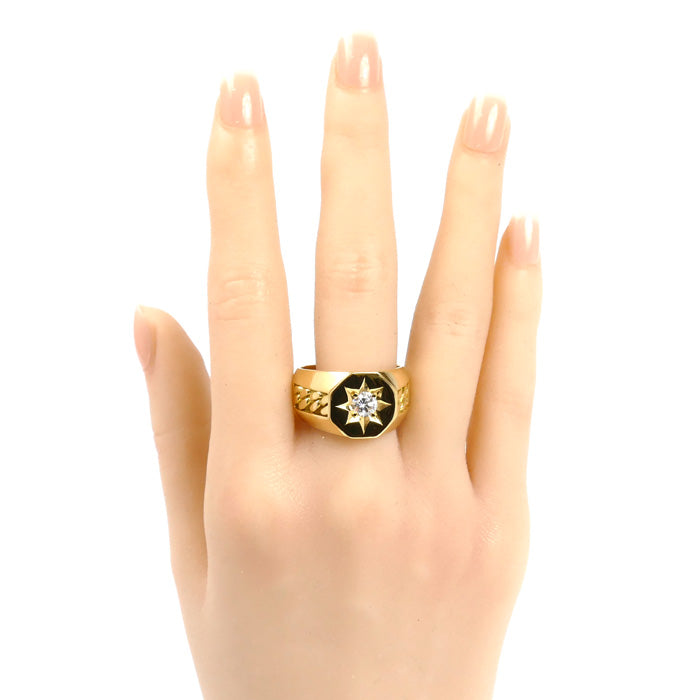 K20ゴールド リング・指輪 ダイヤモンド0.527ct 24号 26.7g メンズ【中古】【美品】