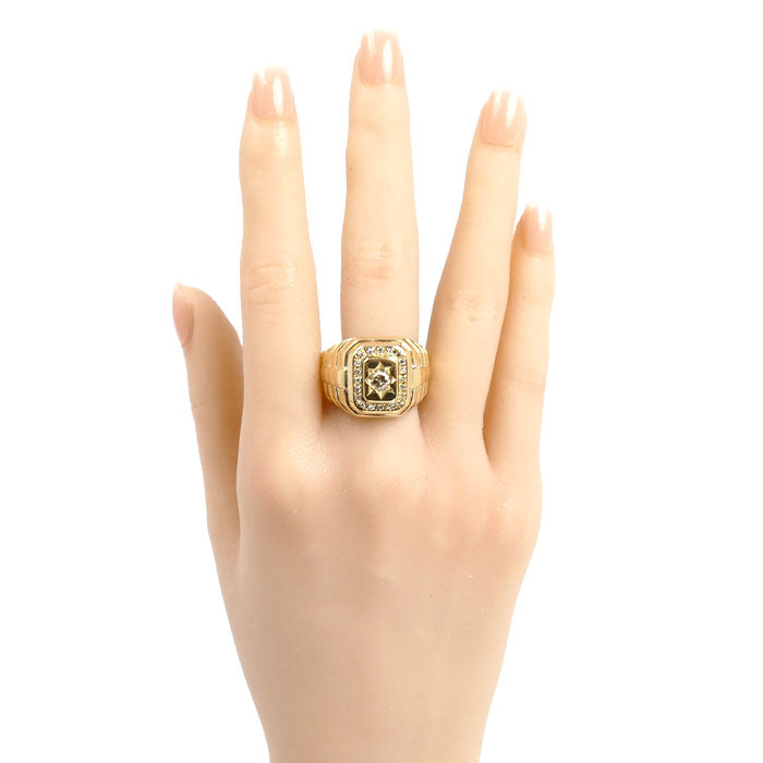 K18YG イエローゴールド リング・指輪 ダイヤモンド0.51ct 24号 16.9g メンズ【中古】【美品】