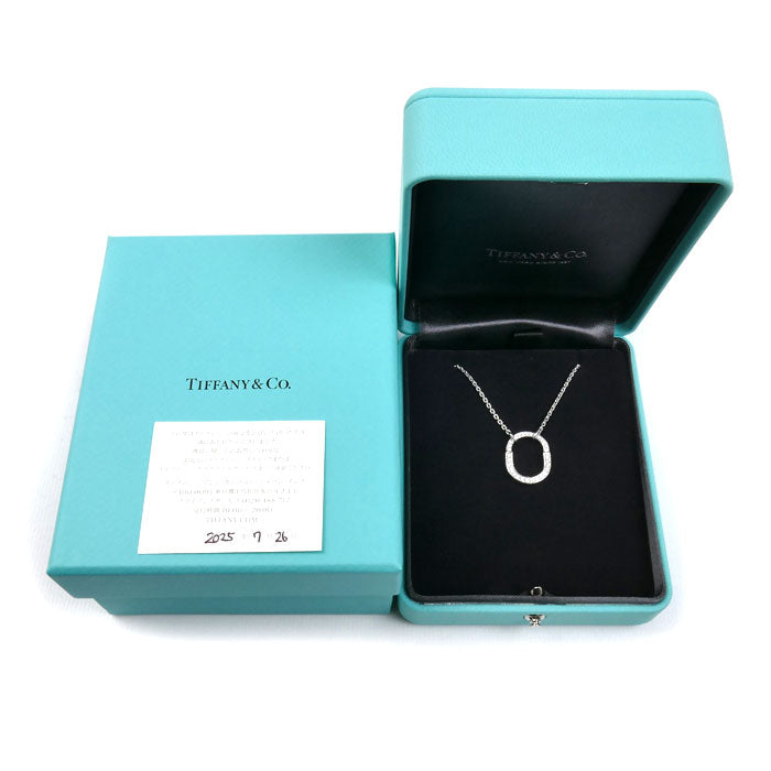 TIFFANY&Co. ティファニー K18WG ホワイトゴールド ロック スモール ネックレス 74365728 ダイヤモンド0.19ct 8.4g 40/45.5cm レディース【中古】【美品】