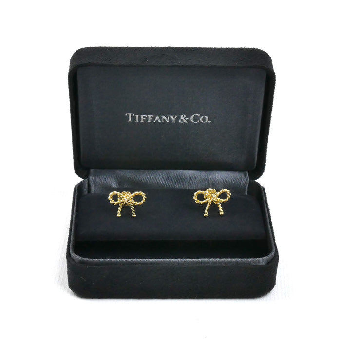 TIFFANY&Co. ティファニー K18YG イエローゴールド ツイスト リボン ピアス 2.9g レディース【中古】【美品】