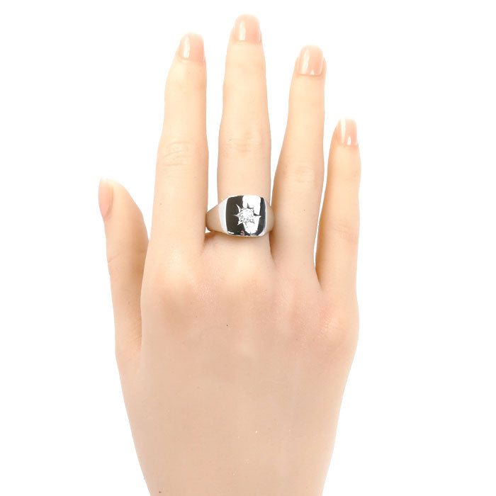 Pt900プラチナ 印台 リング・指輪 ダイヤモンド0.25ct 21号 16.5g メンズ【中古】