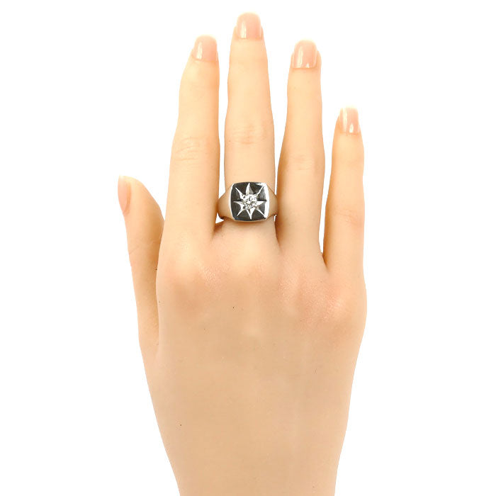 Pt850プラチナ 印台 リング・指輪 ダイヤモンド0.30ct 17.5号 17.7g メンズ【中古】