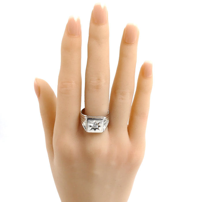Pt900プラチナ リング・指輪 ダイヤモンド0.415ct 19号 19.3g メンズ【中古】【美品】