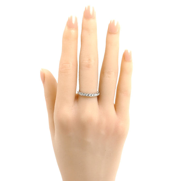 Pt900プラチナ ハーフエタニティ リング・指輪 ダイヤモンド0.50ct 12号 1.9g レディース【中古】【美品】