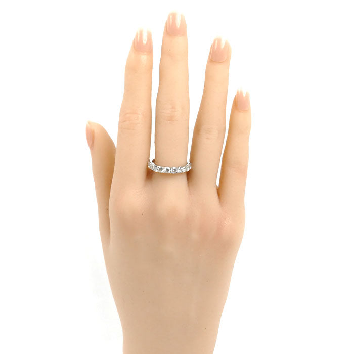 Pt950プラチナ ハーフエタニティ リング・指輪 ダイヤモンド1.50ct 14.5号 5.7g レディース【中古】【美品】