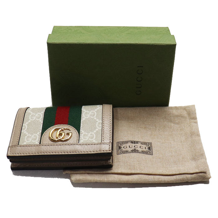 GUCCI グッチ オフィディア GG カードケース ウォレット 二つ折り財布 ベージュ 523155 UULAG 9682 レディース【中古】【美品】