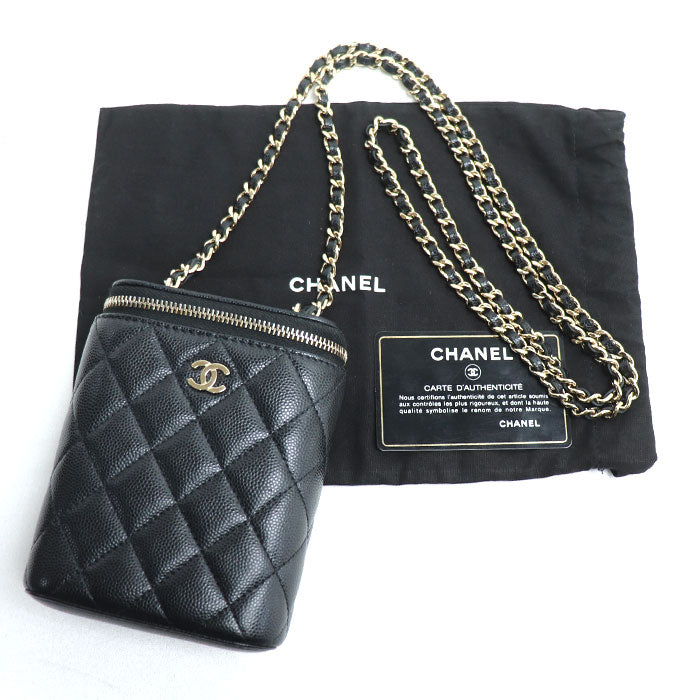 CHANEL シャネル ミニバニティ チェーンショルダー ショルダーバッグ ブラック AP1466 レディース【中古】
