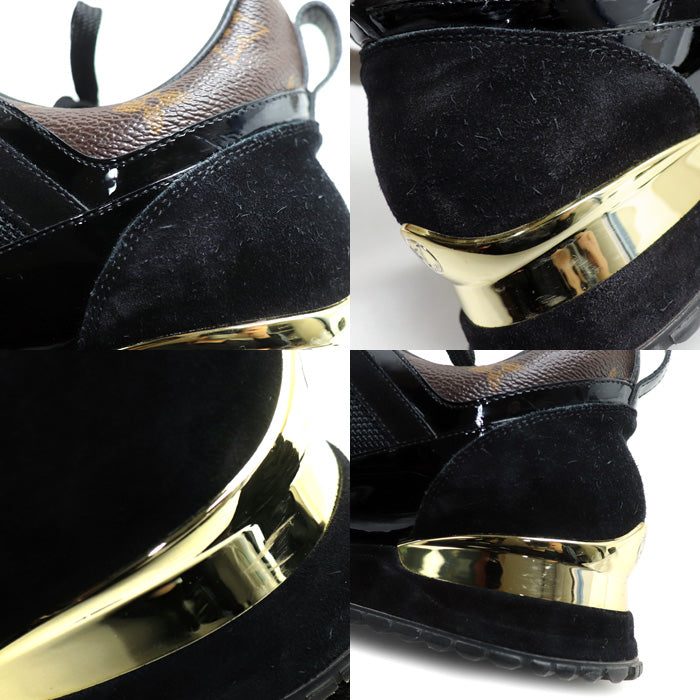 LOUIS VUITTON ルイ・ヴィトン ランアウェイライン スニーカー ブラック ブラウン 1A3CW4 GO0220 SIZE 39 1/2 レディース【中古】