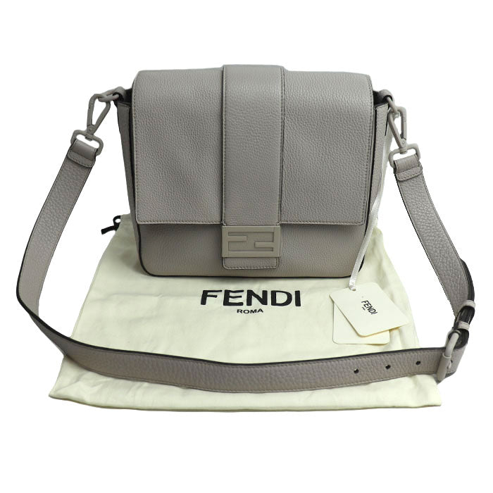 FENDI フェンディ バゲット メッセンジャー ミディアム ショルダーバッグ グレージュ 7VA537 AG0L F047P レディース【中古】【美品】