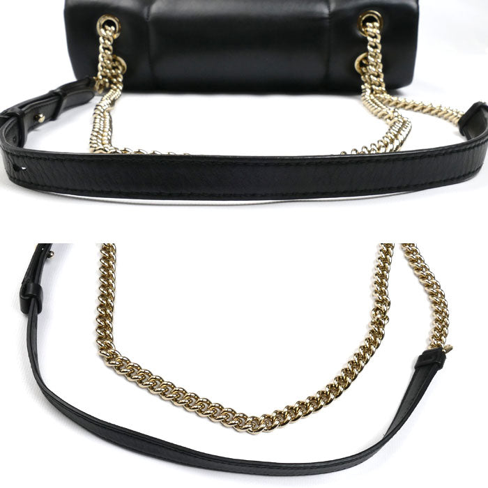 Salvatore Ferragamo サルヴァトーレフェラガモ ヴァラ リボン キルティング チェーン ショルダーバッグ ブラック レディース【中古】【美品】