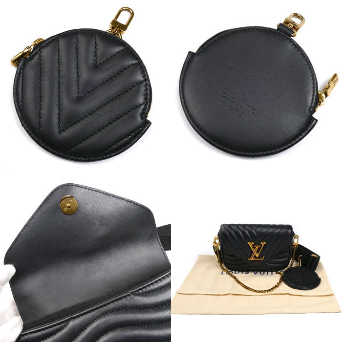 LOUIS VUITTON ルイ・ヴィトン LVロゴ ミュルティ・ポシェット ニューウェーブ チェーン 2Wayショルダーバッグ ブラック M56461 ICチップ レディース【中古】