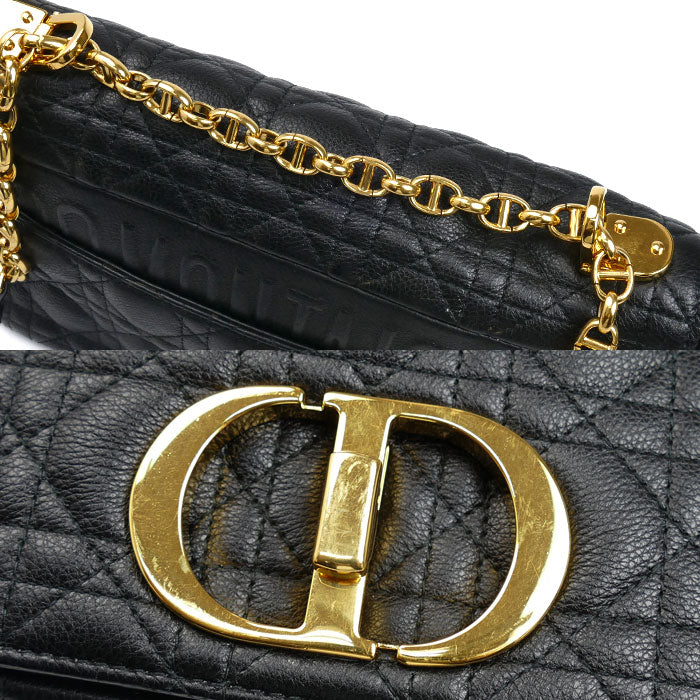 Dior ディオール カロ ミディアム カナージュ チェーン ショルダーバッグ ブラック M9242UWHC_M900 レディース【中古】