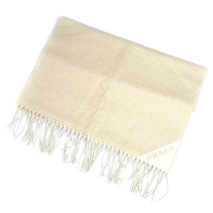 PRADA プラダ ジャガード イブニング マフラー ゴールド×ホワイト  