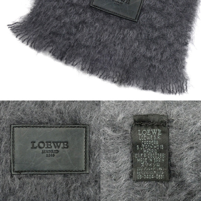 LOEWE ロエベ モヘア&ウール マフラー グレー ユニセックス【中古】