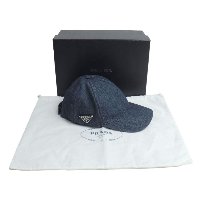 PRADA プラダ デニム ベースボールキャップ キャップ 1HC274 AJ6 F0008 M ユニセックス【中古】【美品】
